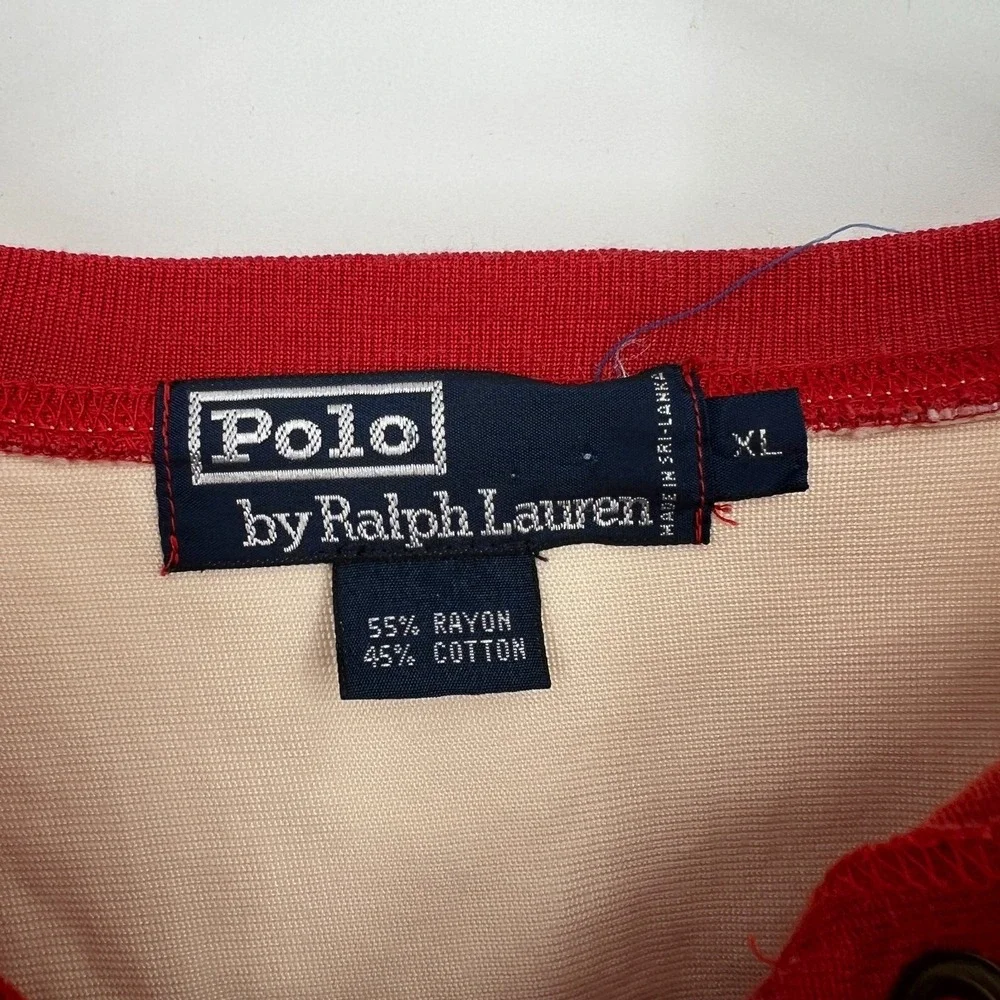 Vtg‎ Polo Ralph Lauren Shirt Mens XL 90s Y2K Red White Logo Spellout Rare Preppy